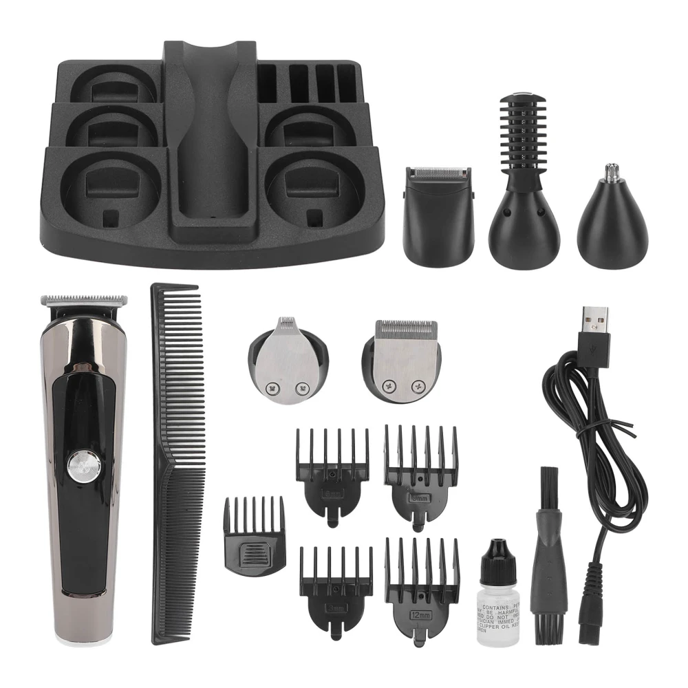 Electric Hair Trimmer IPX7 Waterproof Beard Nose Hair Shaving 5 Guide Combs Rechargeable Haircut Grooming Kit