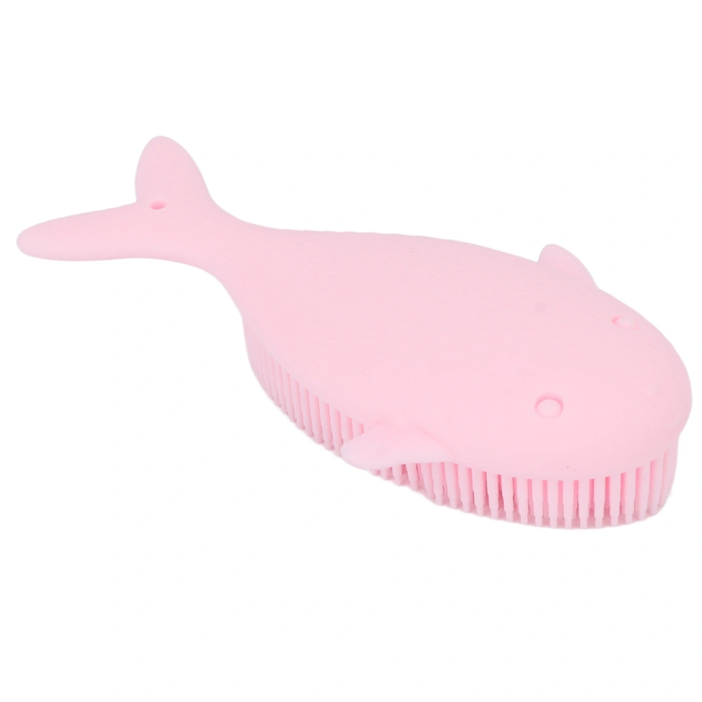 Bath Scrubber Silicone Exfoliating Soft Hair Spa Massage Shampoo Shower Brush for Baby Kids Pink