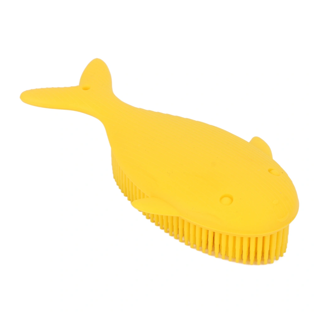 Bath Scrubber Silicone Exfoliating Soft Hair Spa Massage Shampoo Shower Brush for Baby Kids Yellow