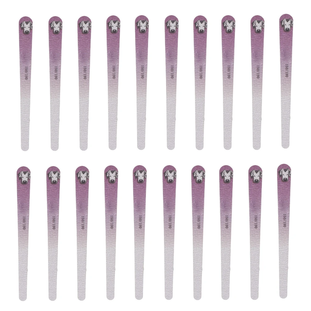 20pcs Nail File Home Salon Professional Double Sided 150/180 Grit Nail Buffering File Manicure Tool Purple