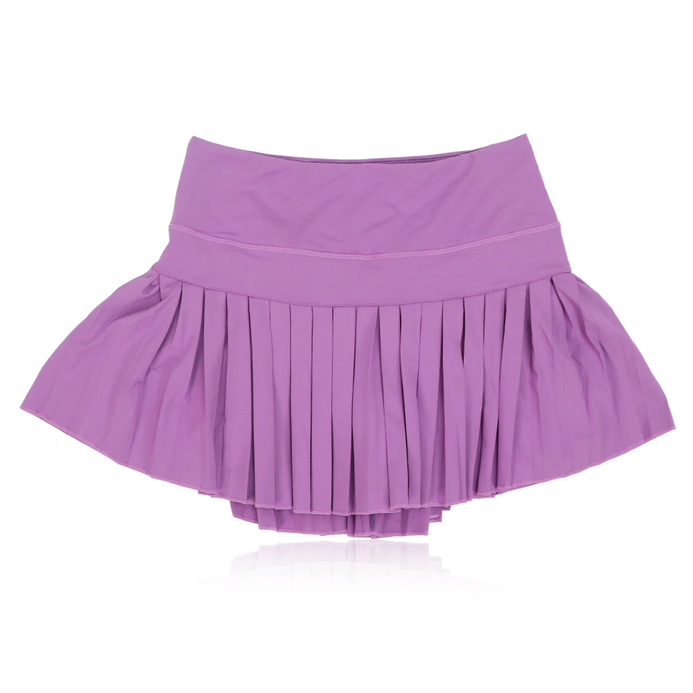 Pleated Tennis Skirts Pockets Athletic Skorts Running Workout Purple Sports Skirt for Women L