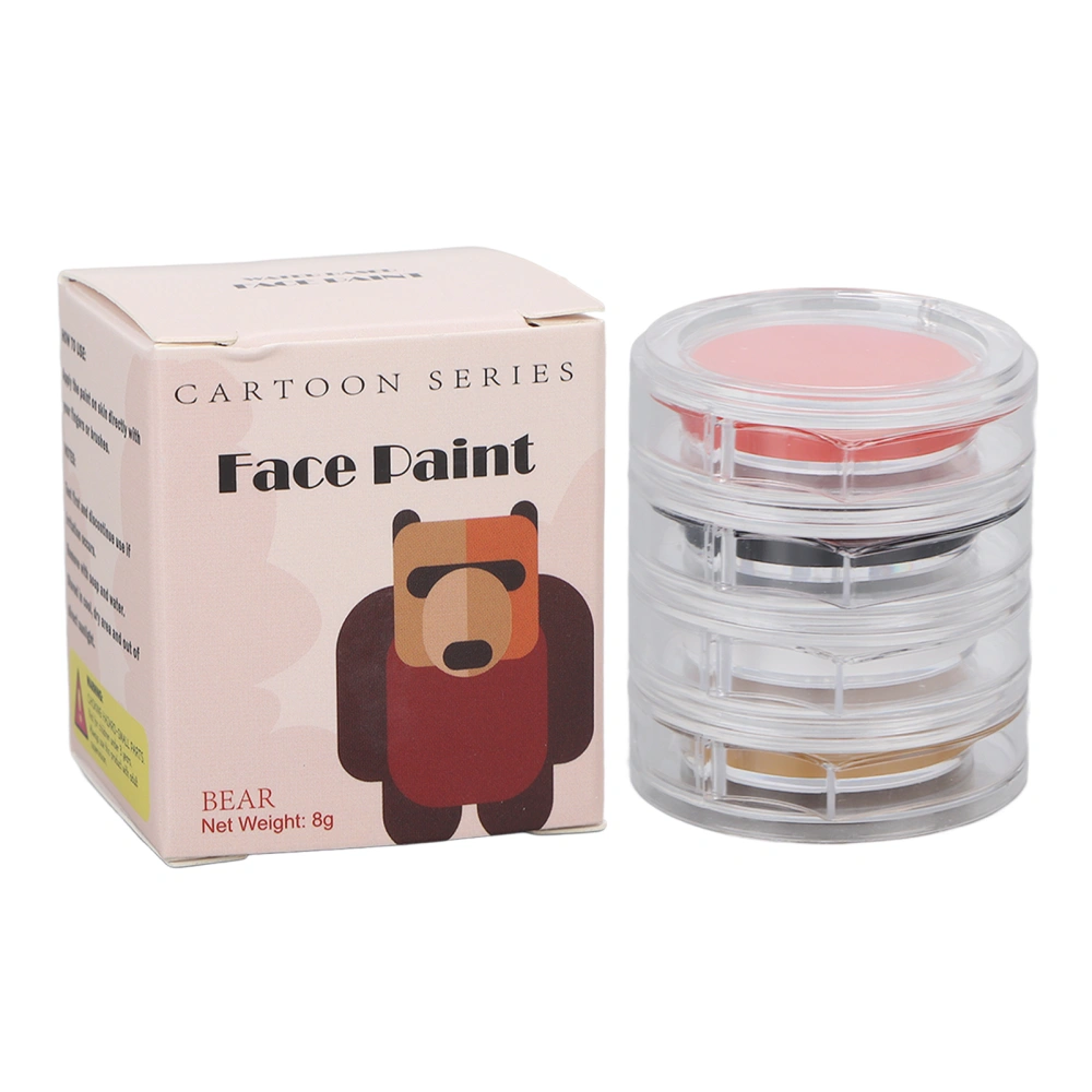 Face Body Paint 4 Colors Hypoallergenic Makeup Face Painting Palette for Christmas Party 1.2oz Bear