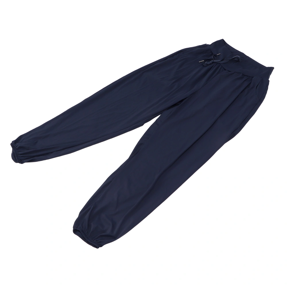 Womens Yoga Sweatpants Drawstring Loose High Waisted Comfy Lounge Jogger Pants ( Navy Blue ) L