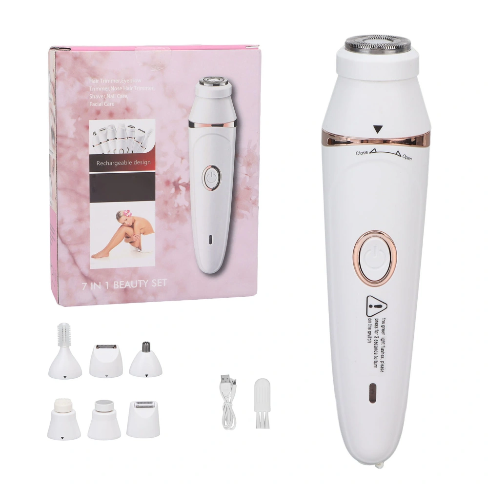 Hair Trimmer 7 in 1 USB Whole Body Washable White Rechargeable Cordless Hair Clipper