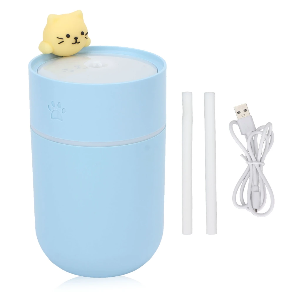 Mini Humidifier 260ml Cartoon Moisturize Skin Silent Dual Modes Intermittent Continuous Nanoscale Mist USB HumidifierBlue