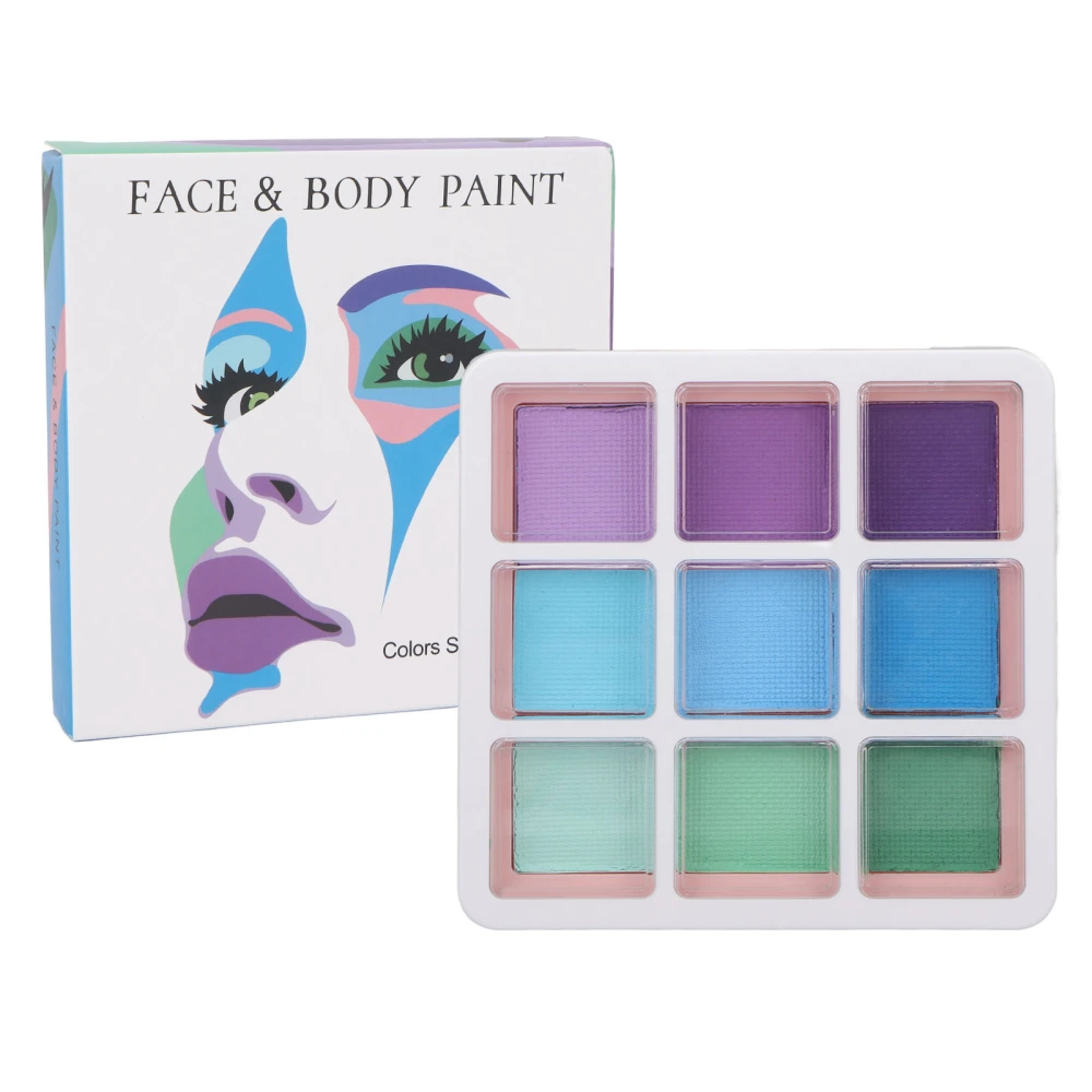 Face Paint Kit 9 Colors Matt Effect 32.8g/1.2oz Food Grade Pigments Quick Drying Skin Paints for Art Stage