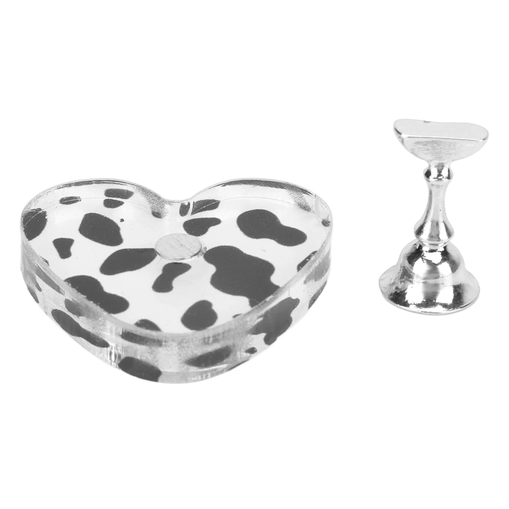 Nail Display Stand Acrylic Cow Texture Magnetic DIY Nail Tip Holder for Salon Home Manicure PracticeSilver