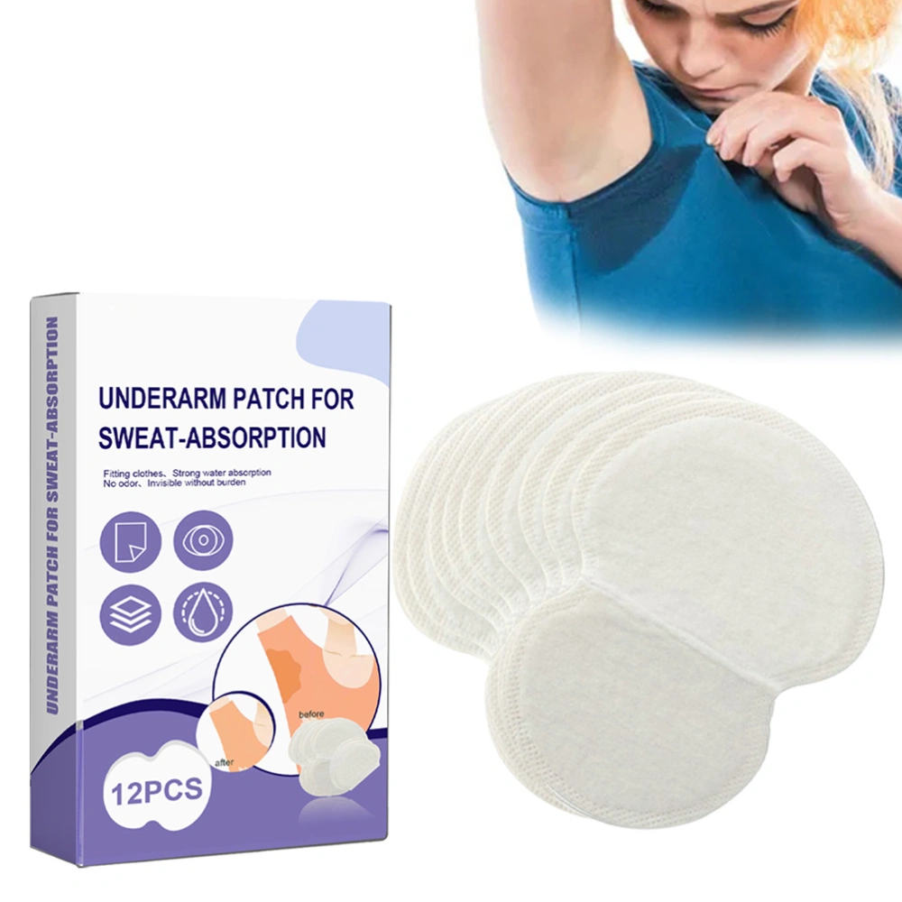 12 Pcs/Box Underarm Sweat Pads Single Use Armpit Sweat Pads Breathable Invisible Sweat Pad Protection Against Sweat Stains