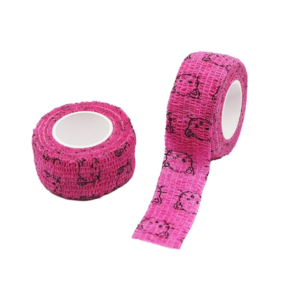 Elastic Self Adhesive Bandage Nonwoven Finger Wrap Tape for Student Adults Pets Sports Injury Strain Knee Wrist AnkleRed Cat