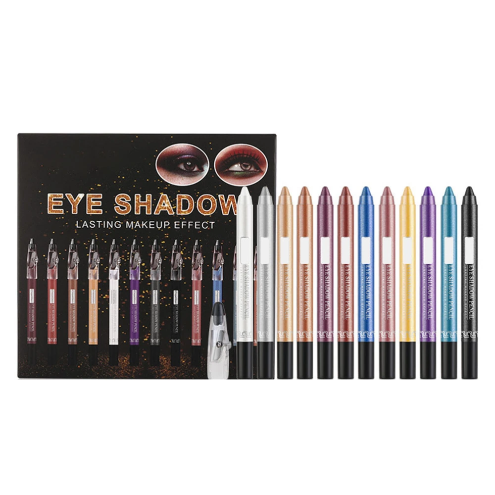 12 Color Eye Shadow Pen Glitter Eyeliner Eye Shadow Pencil Pearl Long Lasting Waterproof Eye Shadow Pen