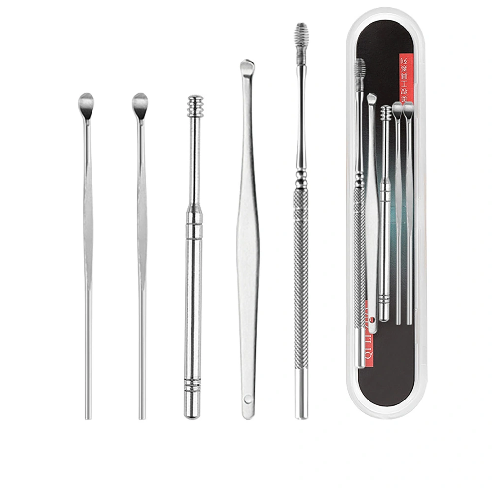 Ear Wax Removal Tool Set Stainless Steel Ear Cleansing Tool Kit with Brush Material Cleaning Brush5 Piece Set