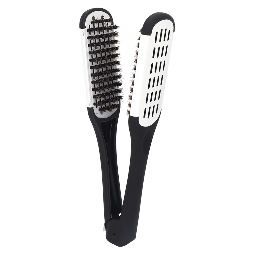 Double Sided Beard Straightening Clamp Brush Professional Beard Hair Splint Brush Styling Tool(Black White )