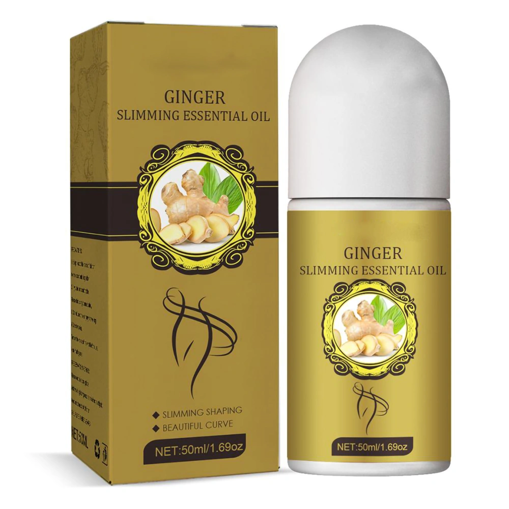 Ginger Slimming Essential Oil Roller 50ml Natural Fat Burning Weight Loss Body Slimming Massage Ball Skin Tightening Oil