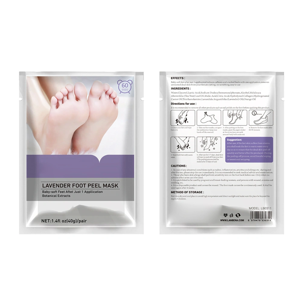 Exfoliating Foot Masks Lavender Foot Peel Mask Moisturizing Hydrating for Dry Dead Skin Callus