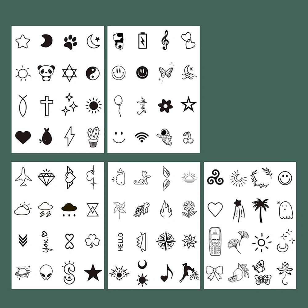 5pcs Temporary Fake Tattoo Stickers Waterproof Sweatproof High Simulation Tattoo Stickers