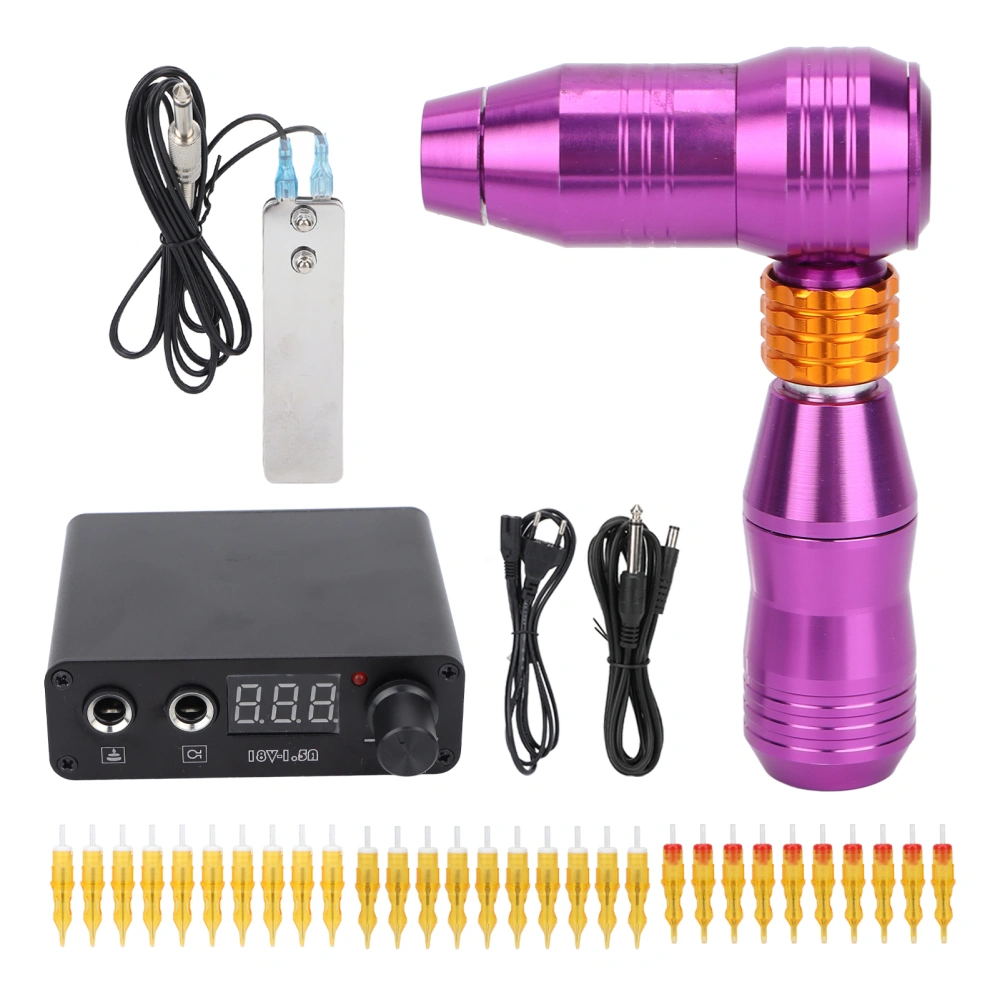 Rotary Tattoo Machine 30 Cartridge Needles Tattoo Foot Pedal Complete Tattoo Motor Pen Kit Purple 100‑