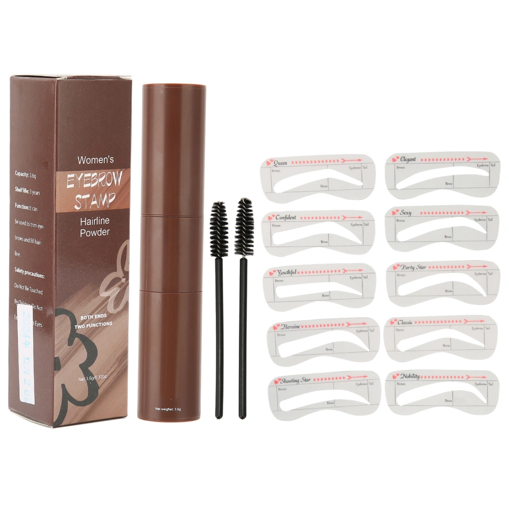 0.1oz Double Color Eyebrow Stamp Kit Shaping Covering Hairline Powder Eyebrow Powder Stick Stencil Brush for Novice