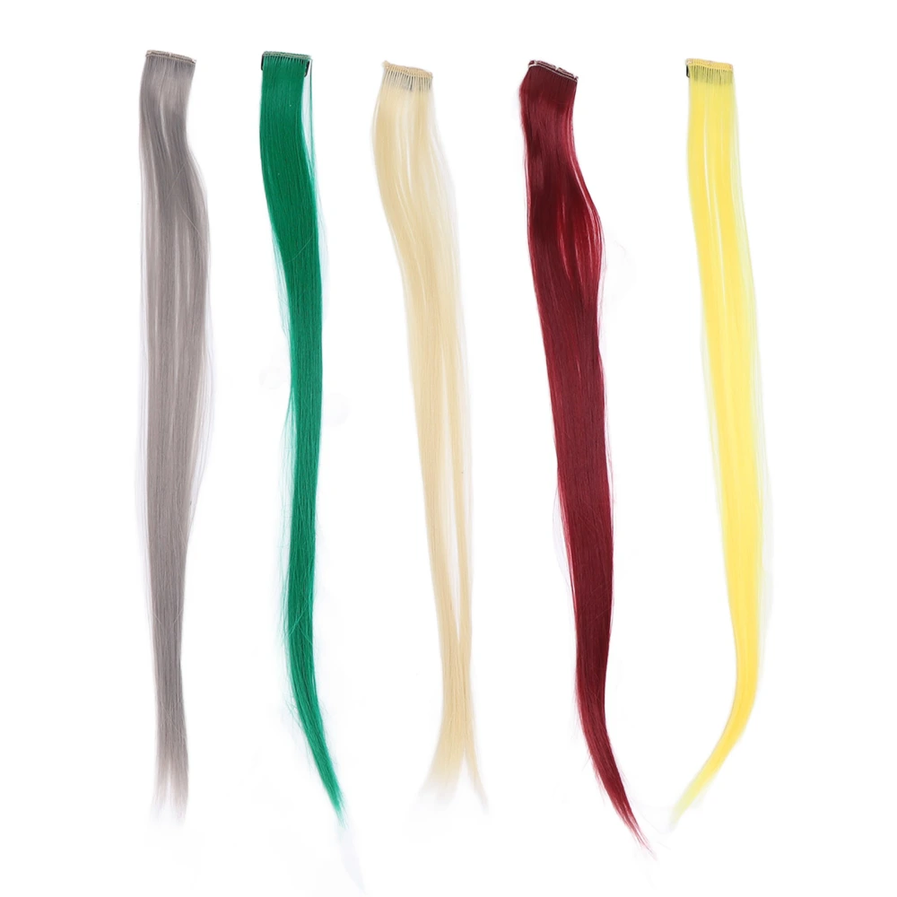 5pcs Colored Clip In Hairpiece Long Straight Synthetic Hair Extension Hairpiece for Halloween Cosplay Party