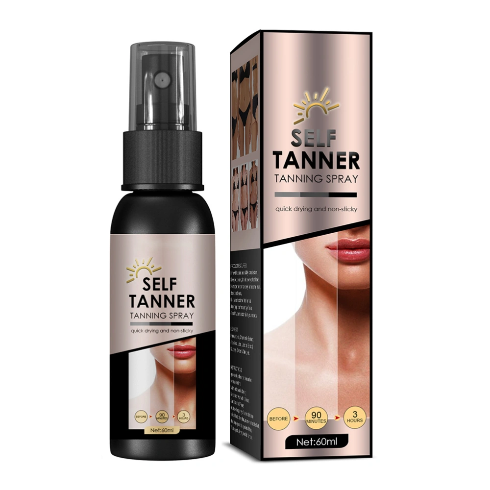 60ml Body Quick Tanning Spray Sun Free Moisturizing Tanning Spray Skin Bronzer Spray for Travel Home