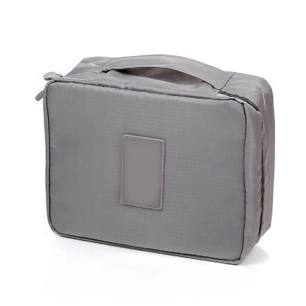 Makeup Cosmetic Storage Bag Oxford Fabric Handle Zipper Closure Toiletry Products Travel PouchGrey