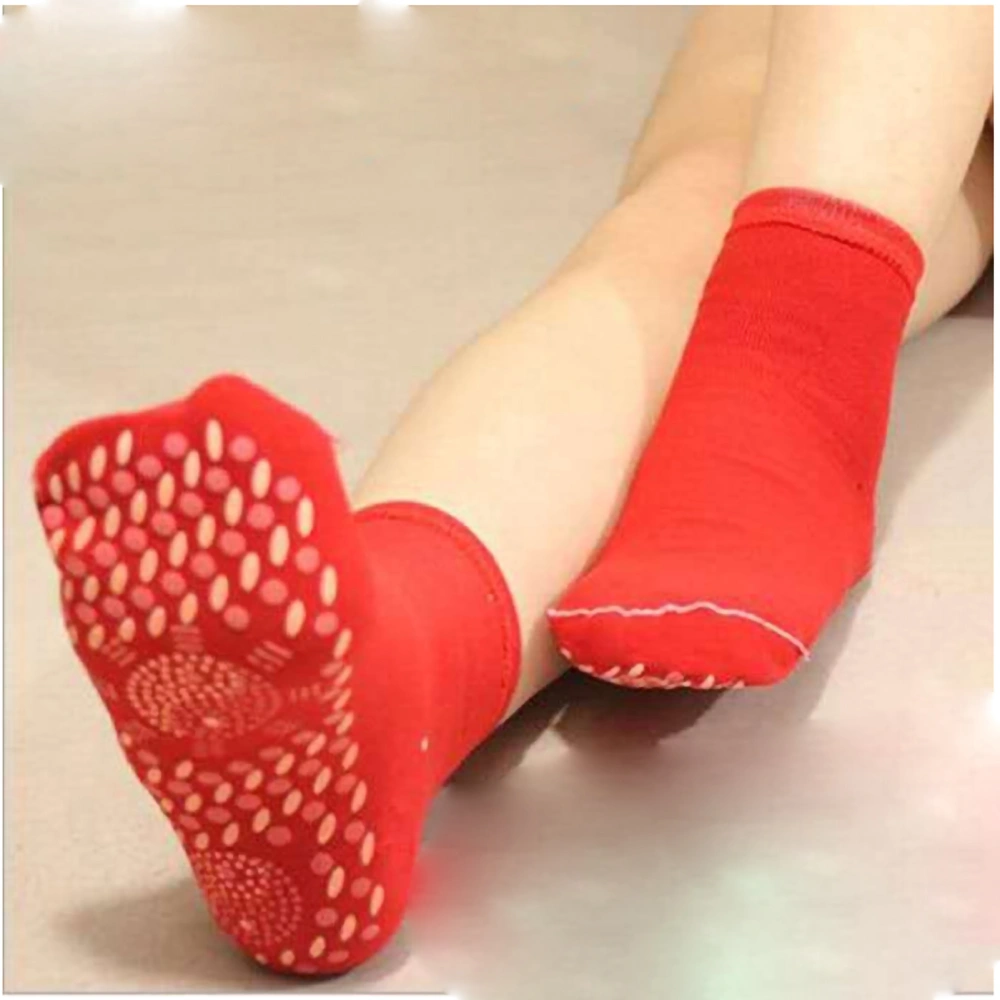 Self Heating Socks Winter Breathable Washable Warm Keeping Massage Socks for Men WomenRed