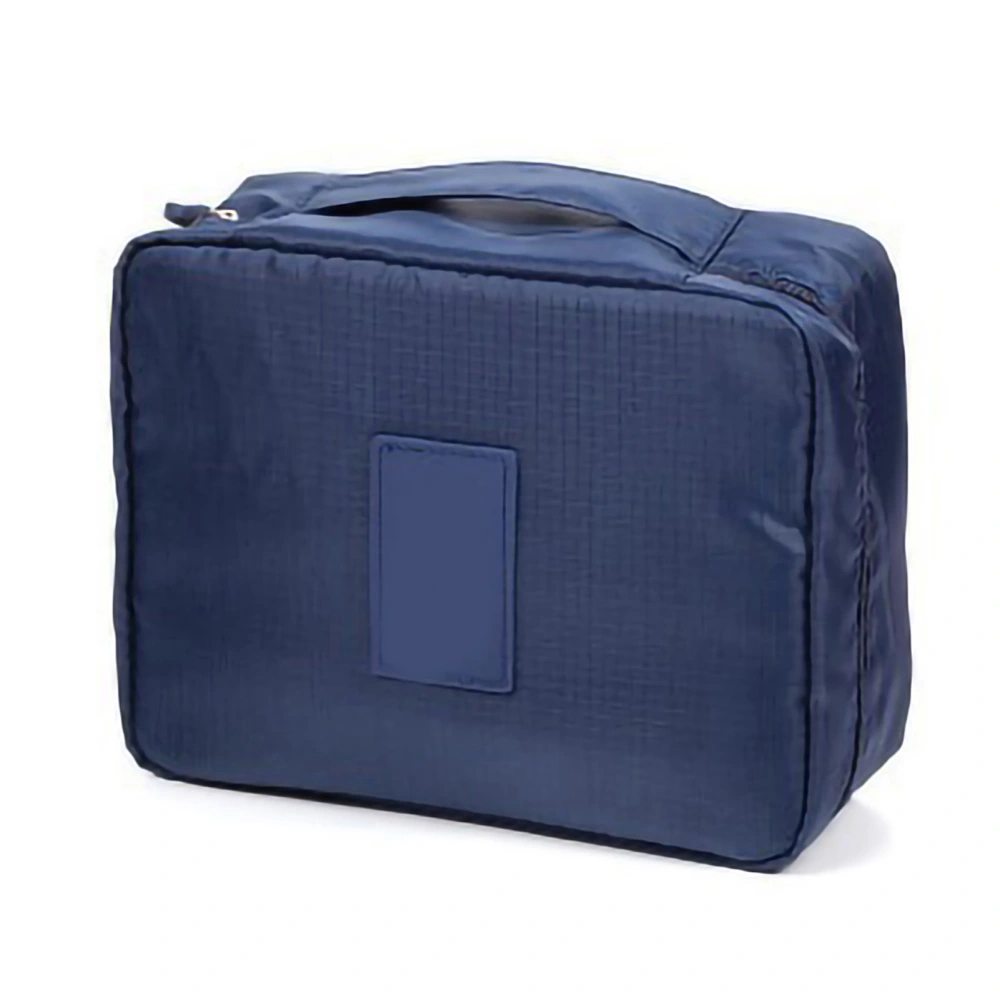 Makeup Cosmetic Storage Bag Oxford Fabric Handle Zipper Closure Toiletry Products Travel PouchDark Blue