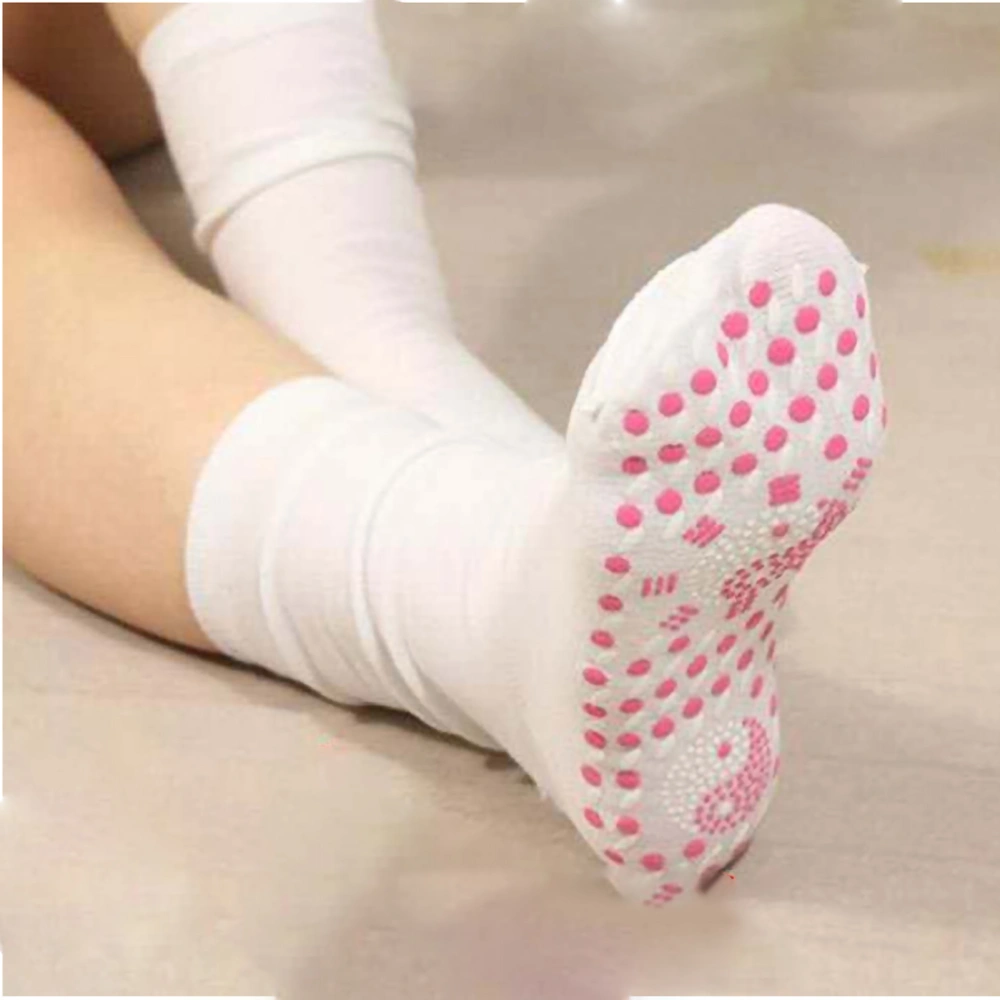 Self Heating Socks Winter Breathable Washable Warm Keeping Massage Socks for Men WomenWhite