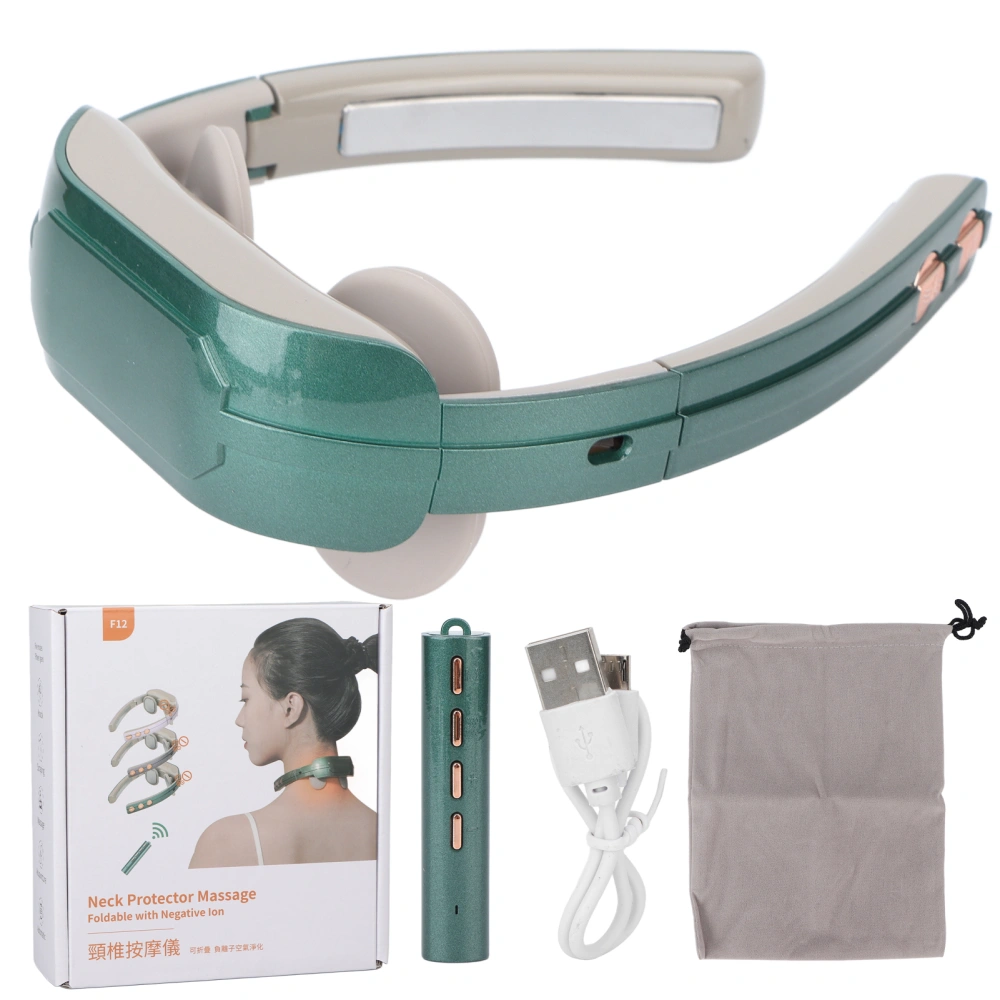 Neck Massager 5 Modes 15 Strength Gas Purification Hot Compress Intelligent Neck Massage MachineGreen