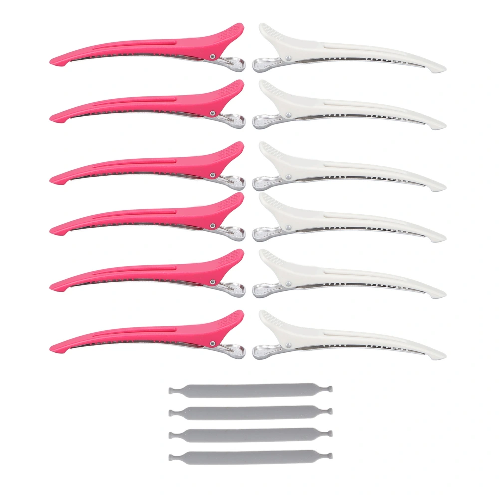 12pcs/set Duckbill Hair Clips with Silicone Band Anti Slip Professional Hair Clips for Salon Styling