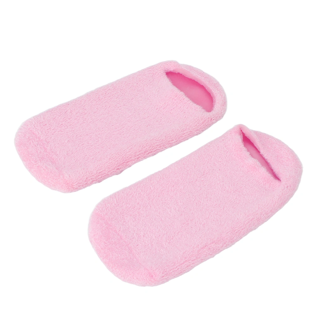 2pcs Moisturizing Socks Repairing Rough Skin One Piece Design Essential Oil Gel Layer Reusable Spa Sock for HomePink