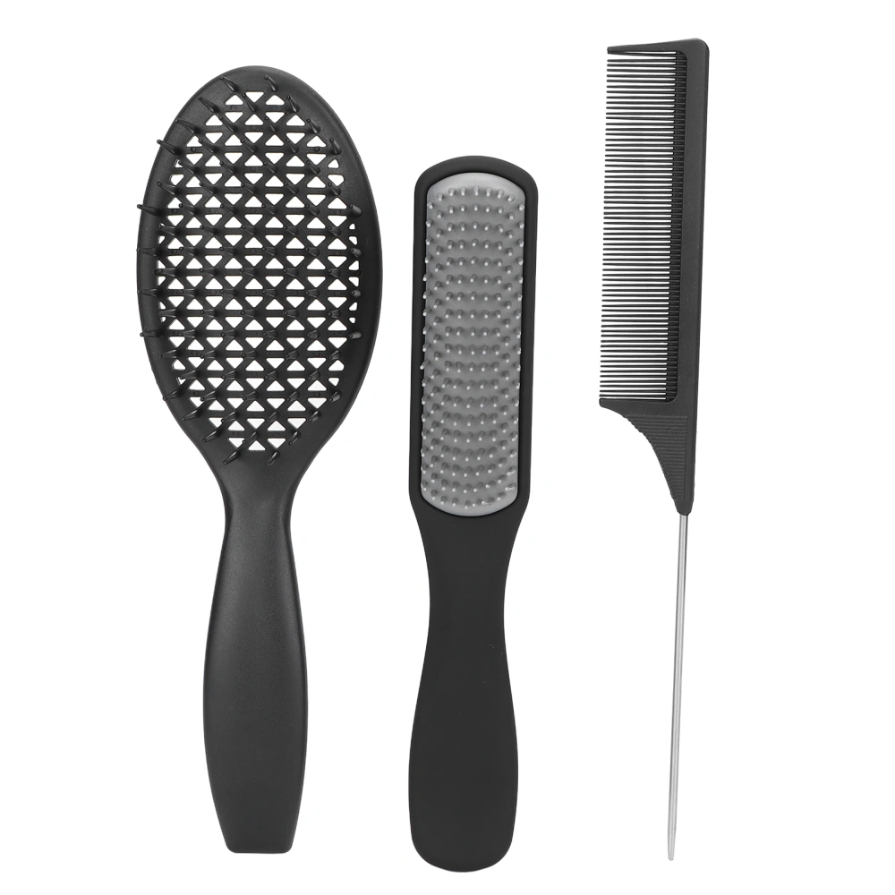 3 Pcs Hair Brushes Set Detangling Brush 9 Row Professional Styling Brush Tail Comb for Women MenBlack Box