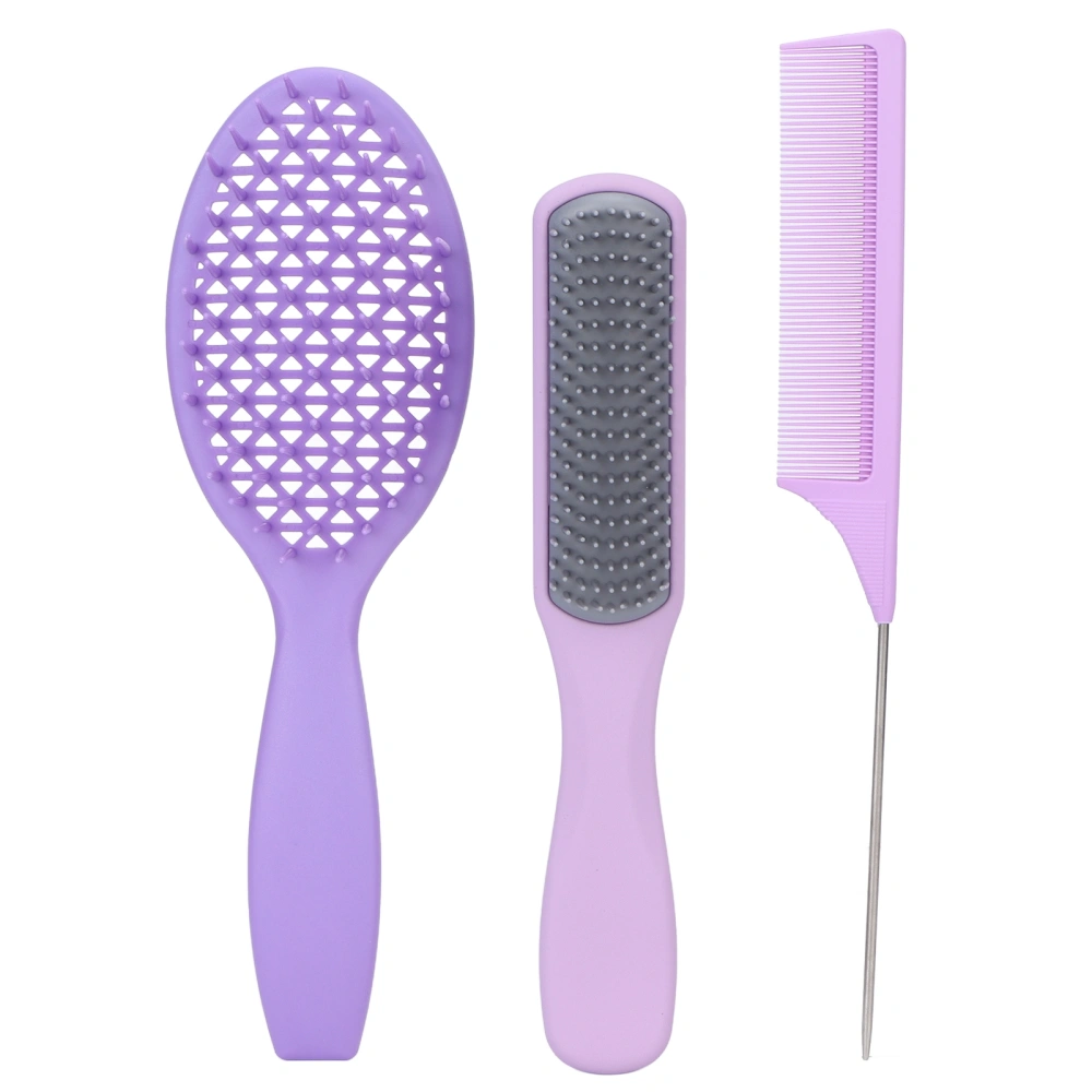 3 Pcs Hair Brushes Set Detangling Brush 9 Row Professional Styling Brush Tail Comb for Women MenPurple Box