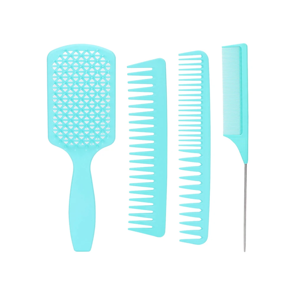 4pcs Hair Comb Set Professional Men Women Detangling Hair Brush Comb for Long Thick Hair Styling ToolGreen Box Packed