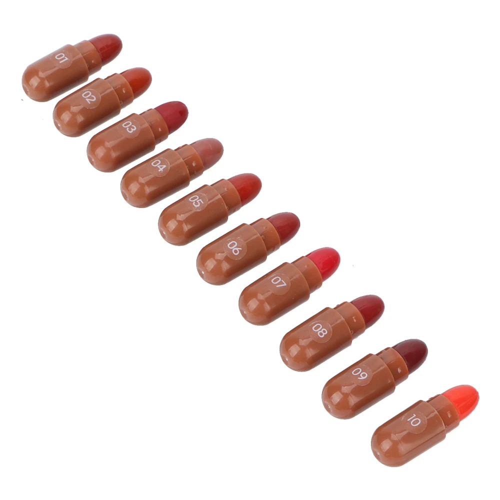 Capsule Lipstick Set 10 Colors Long Lasting Nonstick Mini Lip Gloss Makeup Gift for Women