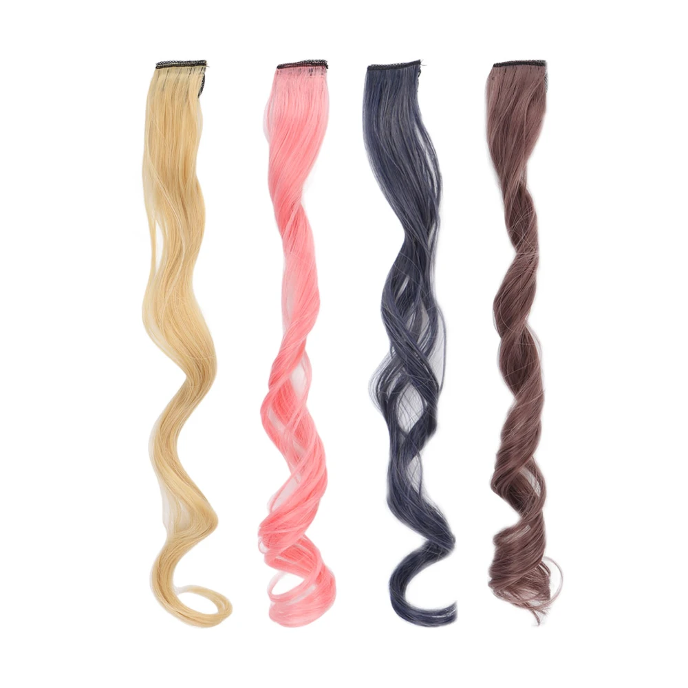 4pcs Fashionable Clip in Hairpiece Colored Hair Extension Clip Hairpiece Clip for Ball Party