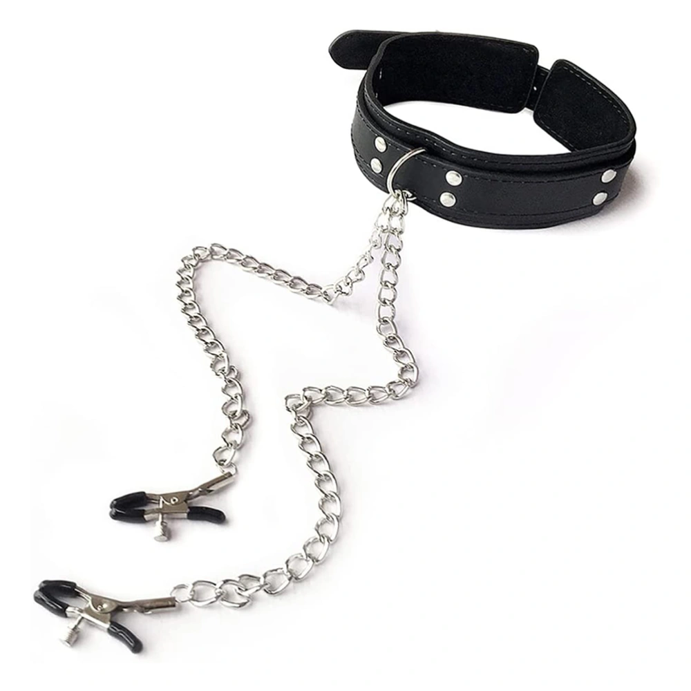 Nipple Clip Nipple Cuffs for Adults Neck Cuffs Leather Nipple Clipper Collar Metal Chain Clipper