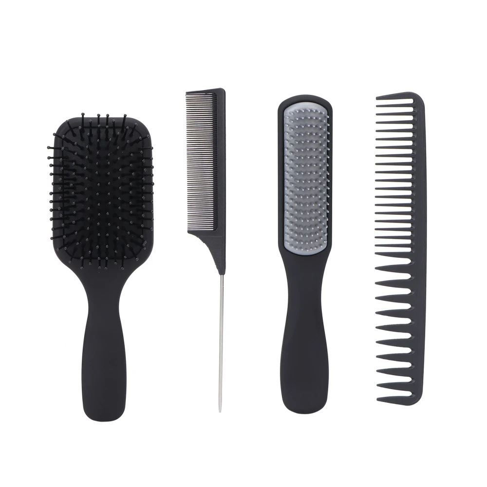 4Pcs Hair Brushes Set Detangling Paddle Brush Professional Styling Brush Double Teeth Comb Tail Comb for Women MenBlack Box Packed