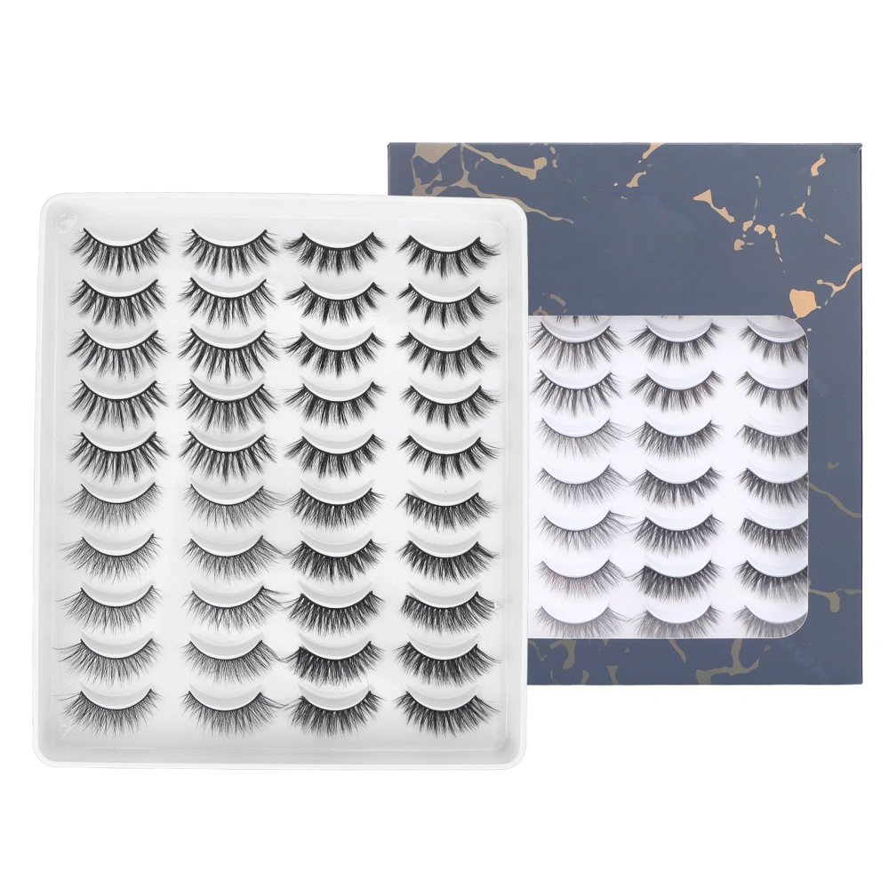 20 Pairs 4 Styles False Eyelashes Handmade Reusable 3D Thick Curled Natural Look for Dating Party Makeup