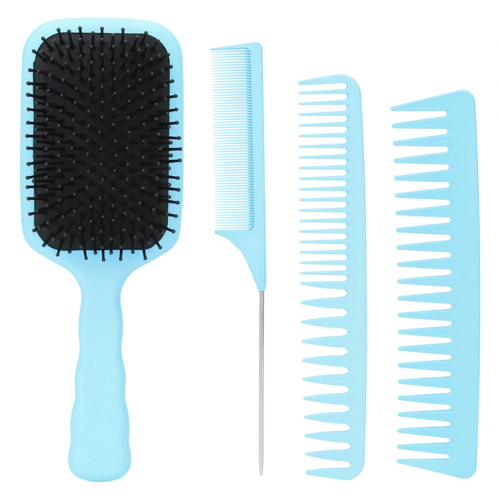 4in1 Hair Comb Set Detangling Paddle Brush Wet Dry Dual Use for Men Women Long Thick Thin Curly Natural HairBlue Boxed