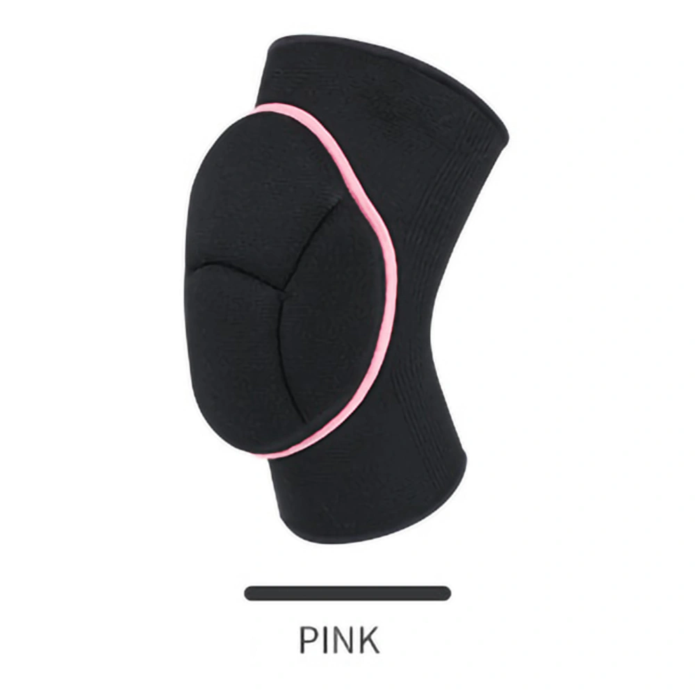 Women Sports Kneepads Nylon Sponge Elastic Soft Protection Knee Support Brace for Dance Cycling WorkoutBlack Pink L(Girth 50‑60cm)