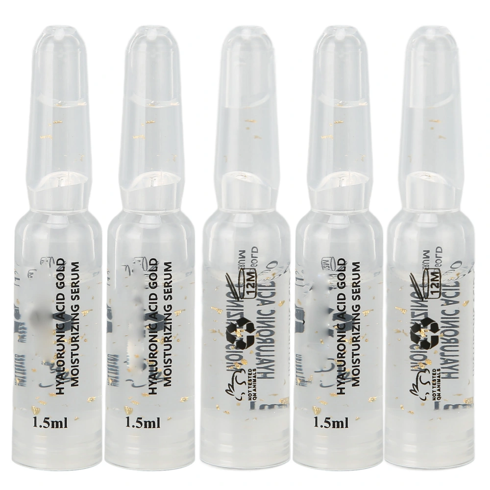 5pcs 1.5ml Hyaluronic Acid Gold Facial Serum Moisturizing Hydrating Repair Serum for Skin Care