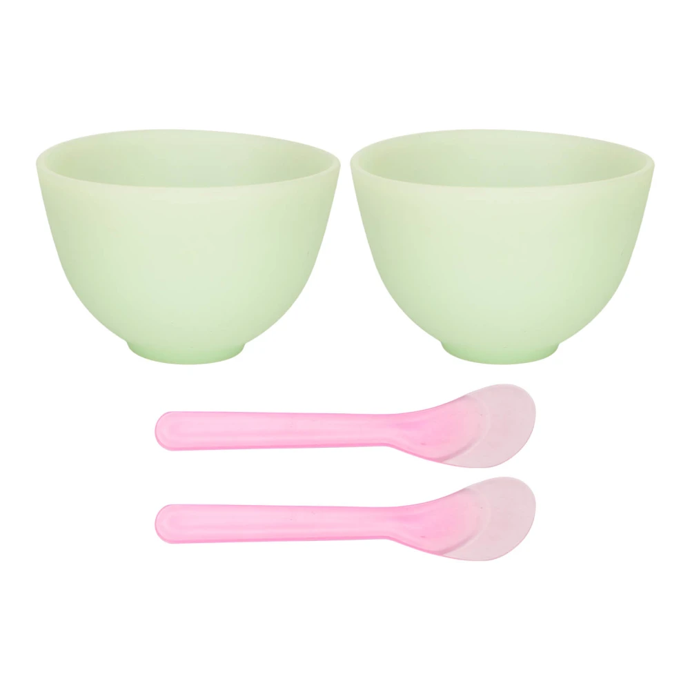 2set Face Mask Applicator Silicone Material Washable Reusable Soft Flexible Portable DIY Skin Care Bowl Brush Set