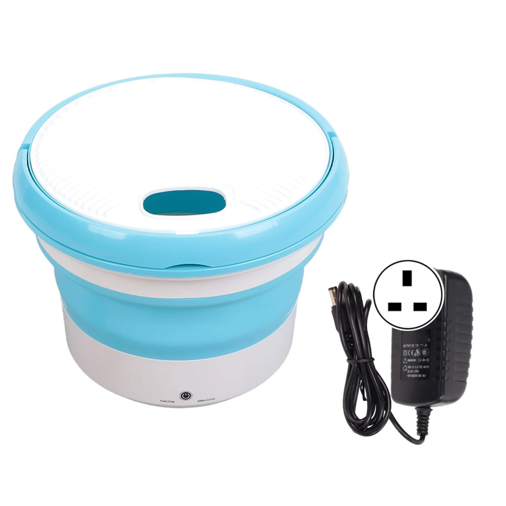 Portable Washing Machine 7.0L Capacity Impeller Type Ozone Generator Foldable Laundry Machine 100‑240V BlueUK Plug