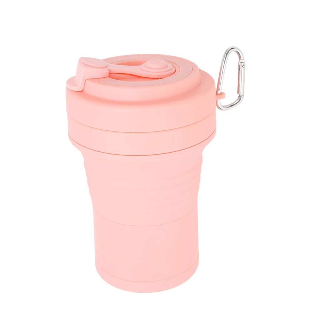 550ml Portable Collapsible Coffee Cups High Capacity Sports Silicone Collapsible Cup (Light Pink)