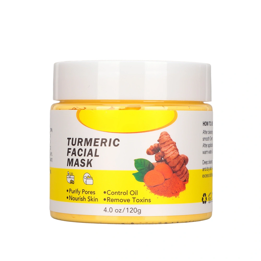 120g / 4oz Turmeric Clay Facial Mask Deep Cleansing Blackhead Removal Oil Control Purify Pores for Most Skin Types