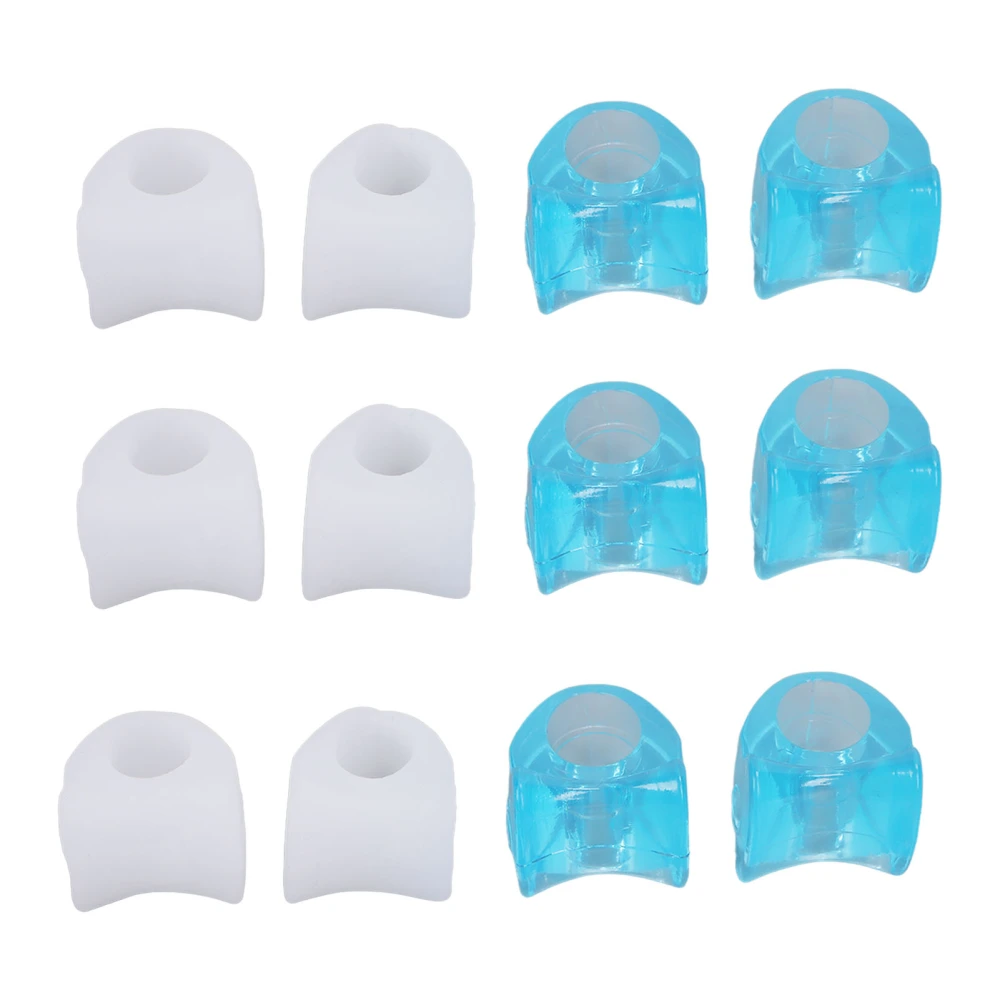 6 Pairs Silicone Toe Separators Relief Bunion Pain Toes Corrector Stretcher Pad Blue White