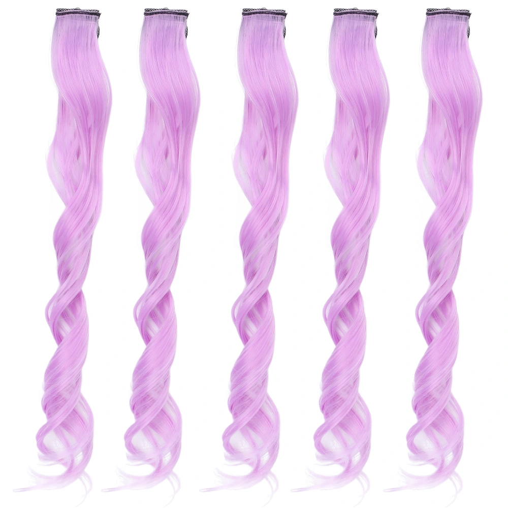 5pcs Hair Extension Highlights Hairpiece Women Girls Fashionble Long Curly Colored Clip In HairpiecePurple