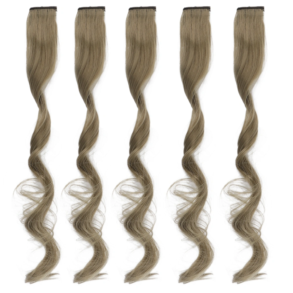 5pcs Hair Extension Highlights Hairpiece Women Girls Fashionble Long Curly Colored Clip In HairpieceGreyish Green