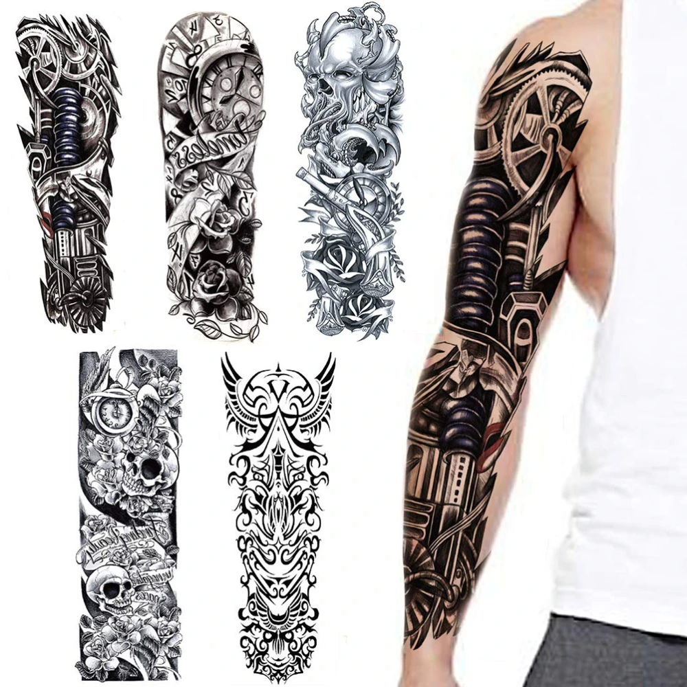 Full Arm Tattoos Sleeves Temporary Tattoos Waterproof Realistic Armband Tattoo Sticker For Women Men Halloween Party Masquerade