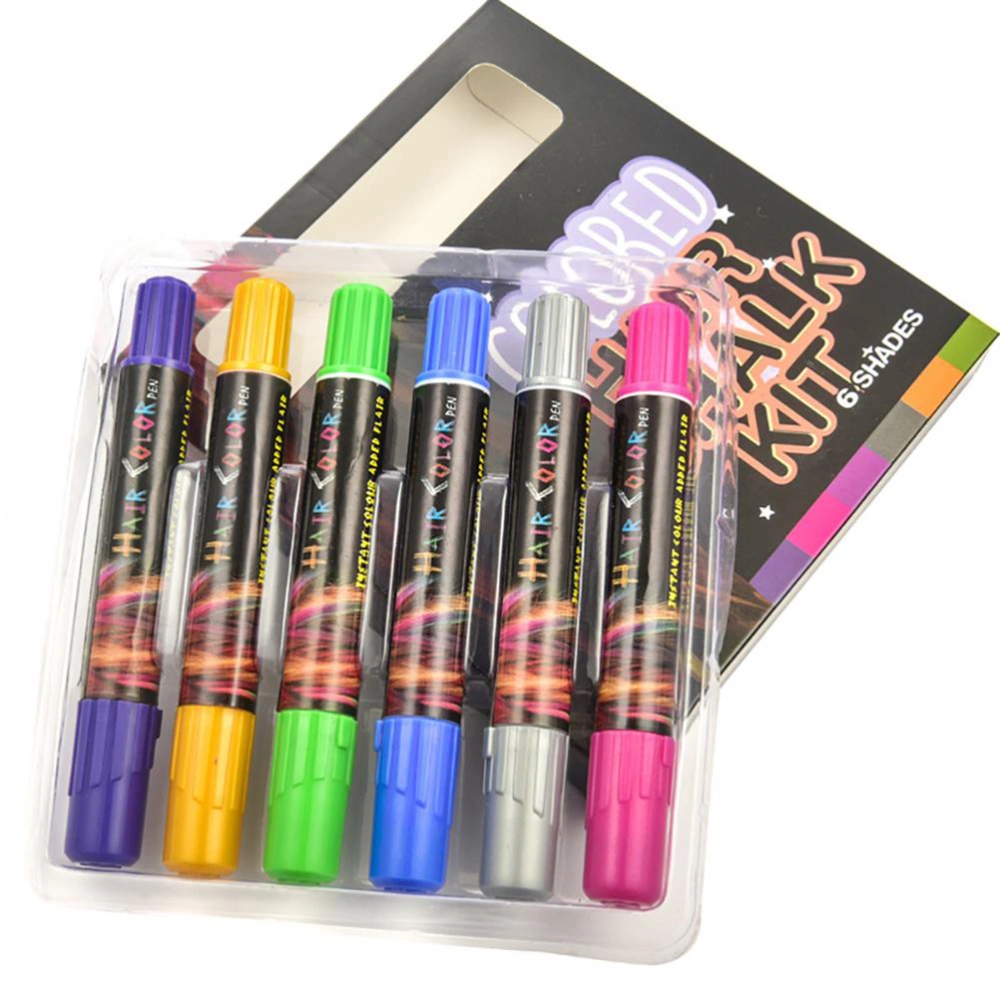 6 Color Hair Chalk Set Glitter Temporary Hair Color Chalks Washable Hair Chalks